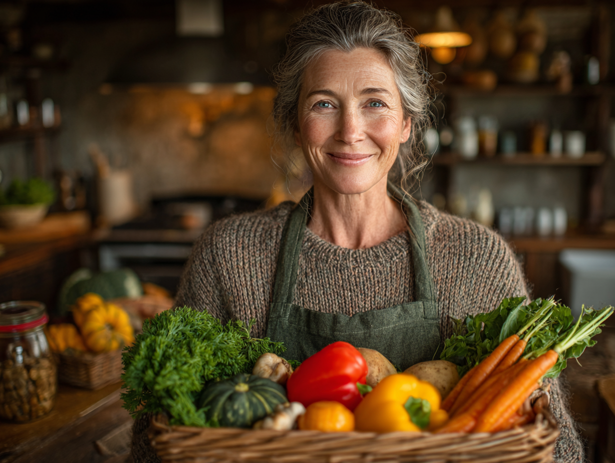 Здорова жінка готує корисні страви